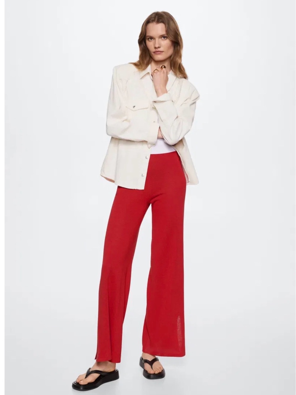Mango Scarlet Wide-Leg Knit Pants